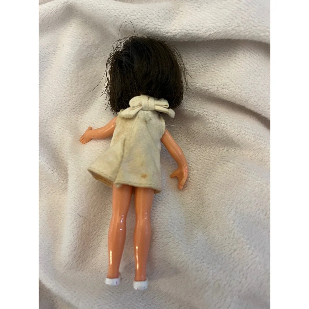 Vintage Hasbro Dolly Darling Doll Brunette Flower Dress Mod Miniature 1960s Toy